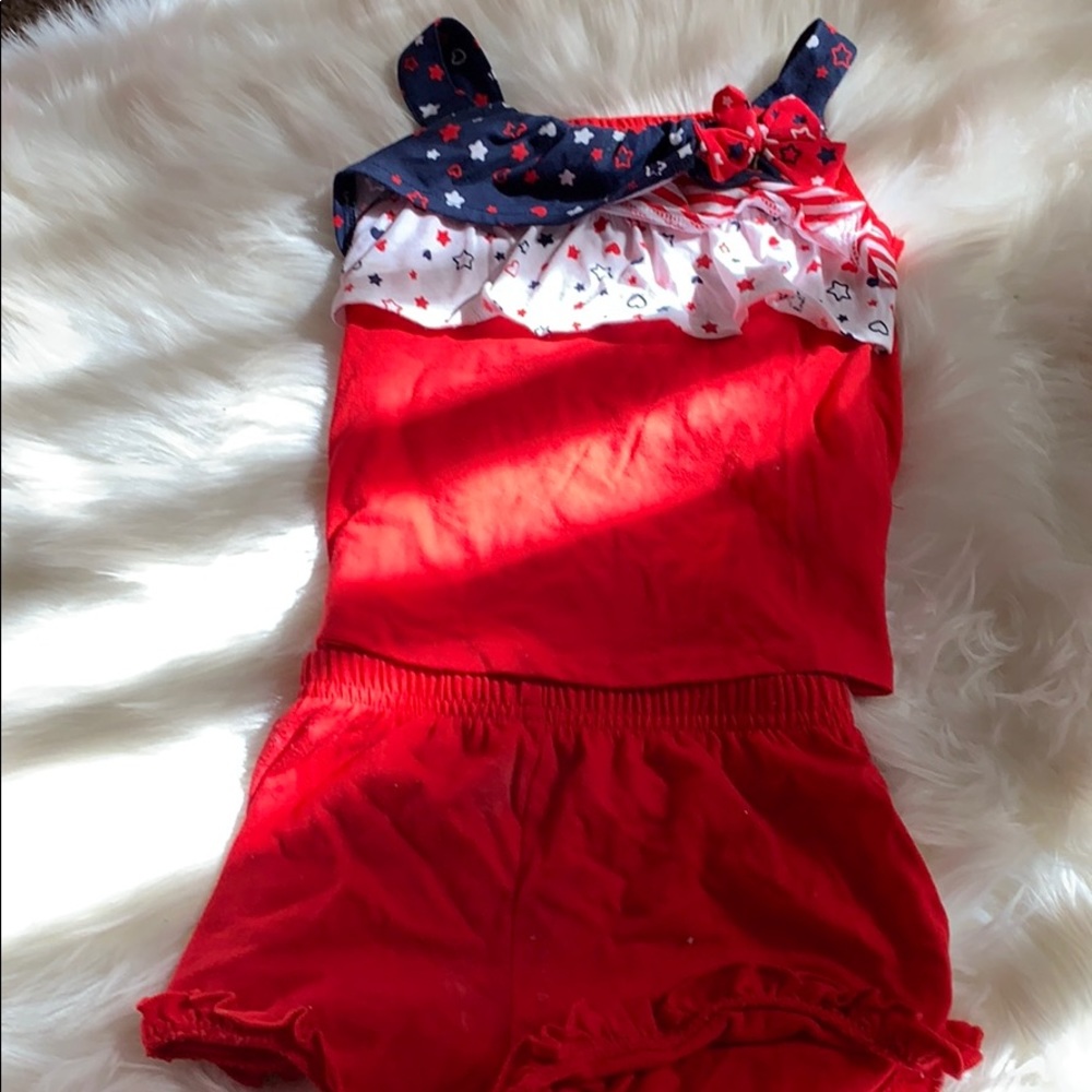Red top, red shorts (fourth of July vibes)